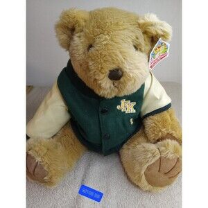 Hometown Products Teddy Bear Green Letterman Jacket Letter "JFK"  11" INC